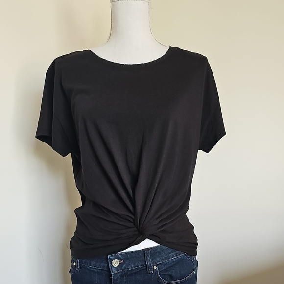 White House Black Market Tops - WHBM Black Tie Front Short Sleeve Tee